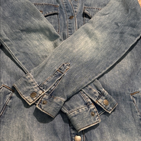 Liverpool Long Utility Denim Snap Front Jacket - Picture 14 of 14